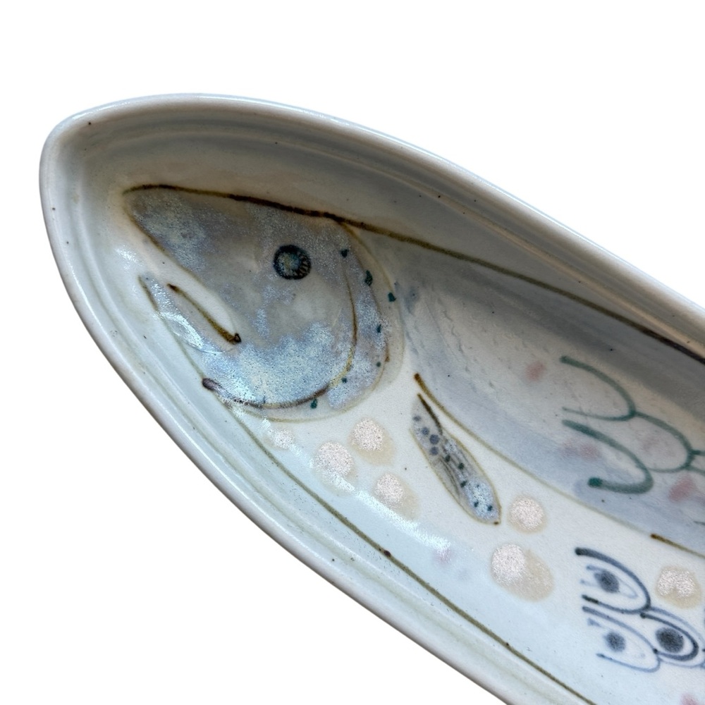 RARE HIGHLAND STONEWARE POTTERY SCOTLAND SALMON FISH PLATE DISH PLATTER 26" LONG - Picture 2 of 12